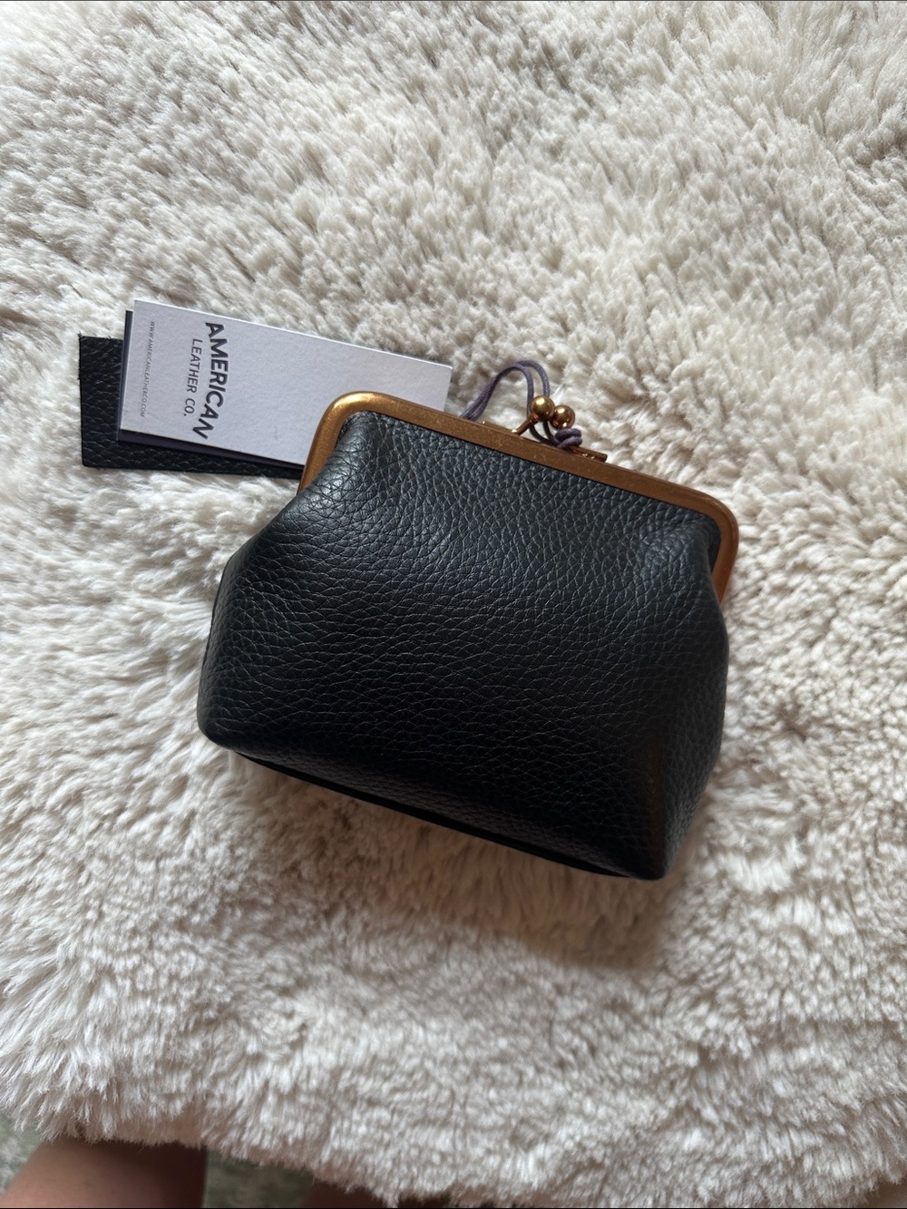 NWT Black Leather Kiss-Lock Coin Purse